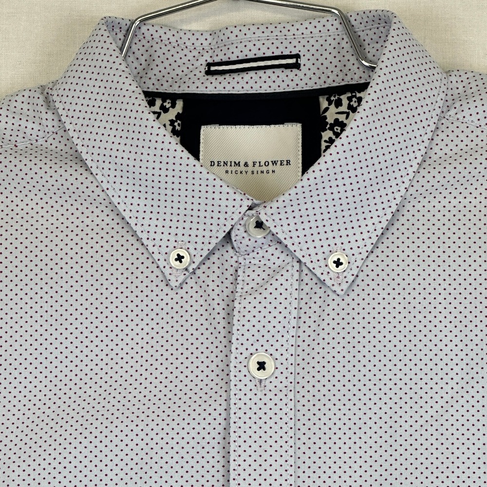 Denim & Flower Ricky Singh Dot Button Shirt Light Blue Men's‎ S